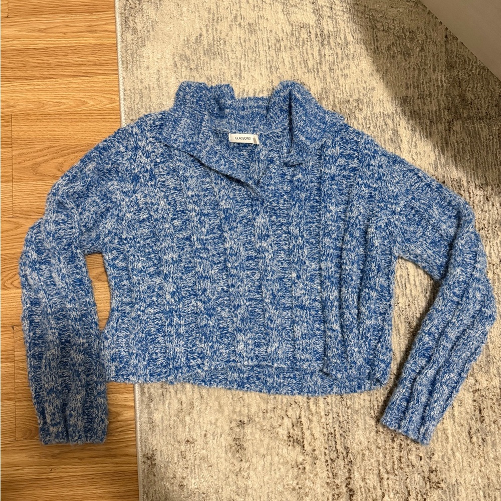 Glassons Textured Blue Cowl Neck Sweater